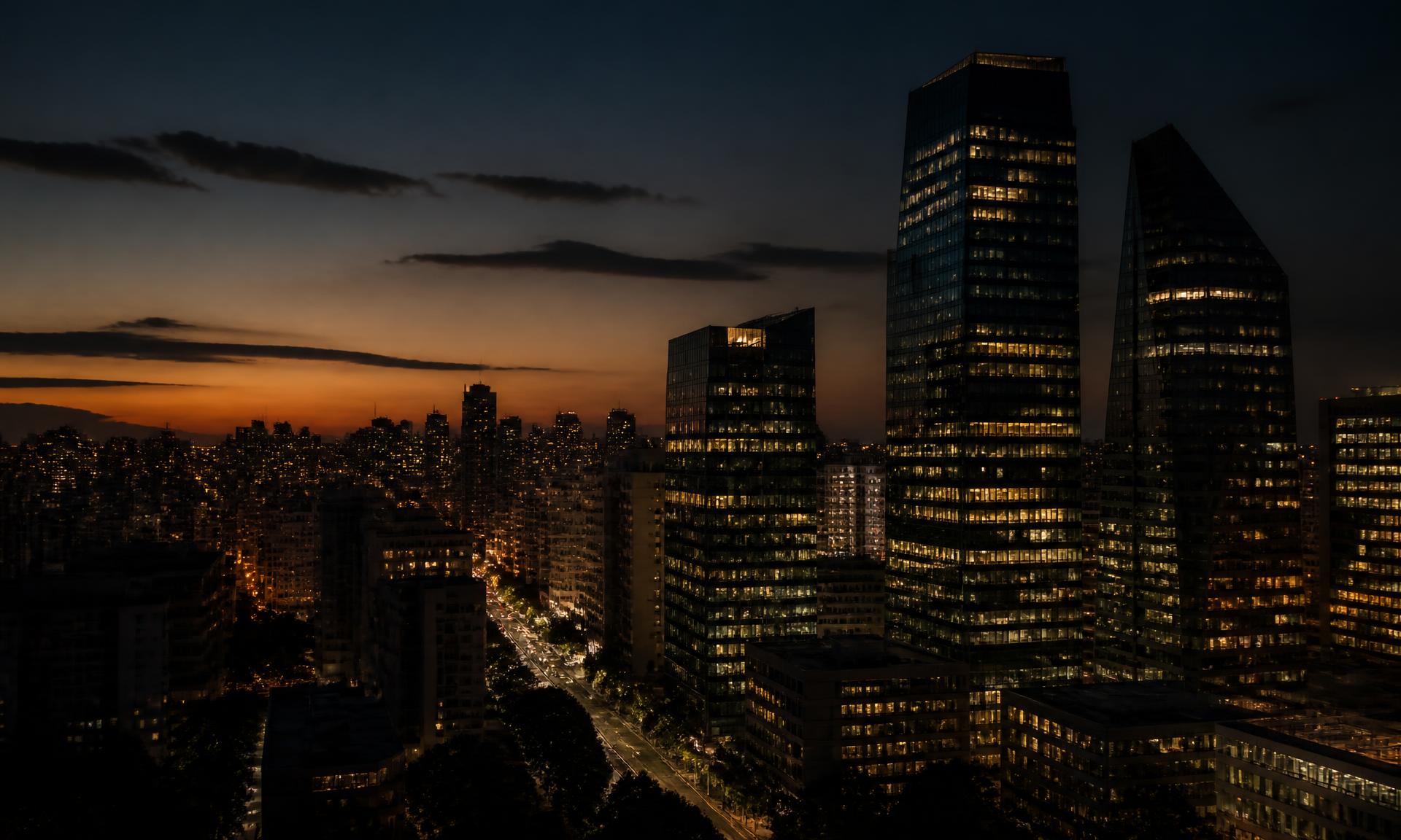 Skyline de São Paulo ao entardecer, vista do Itaim Bibi